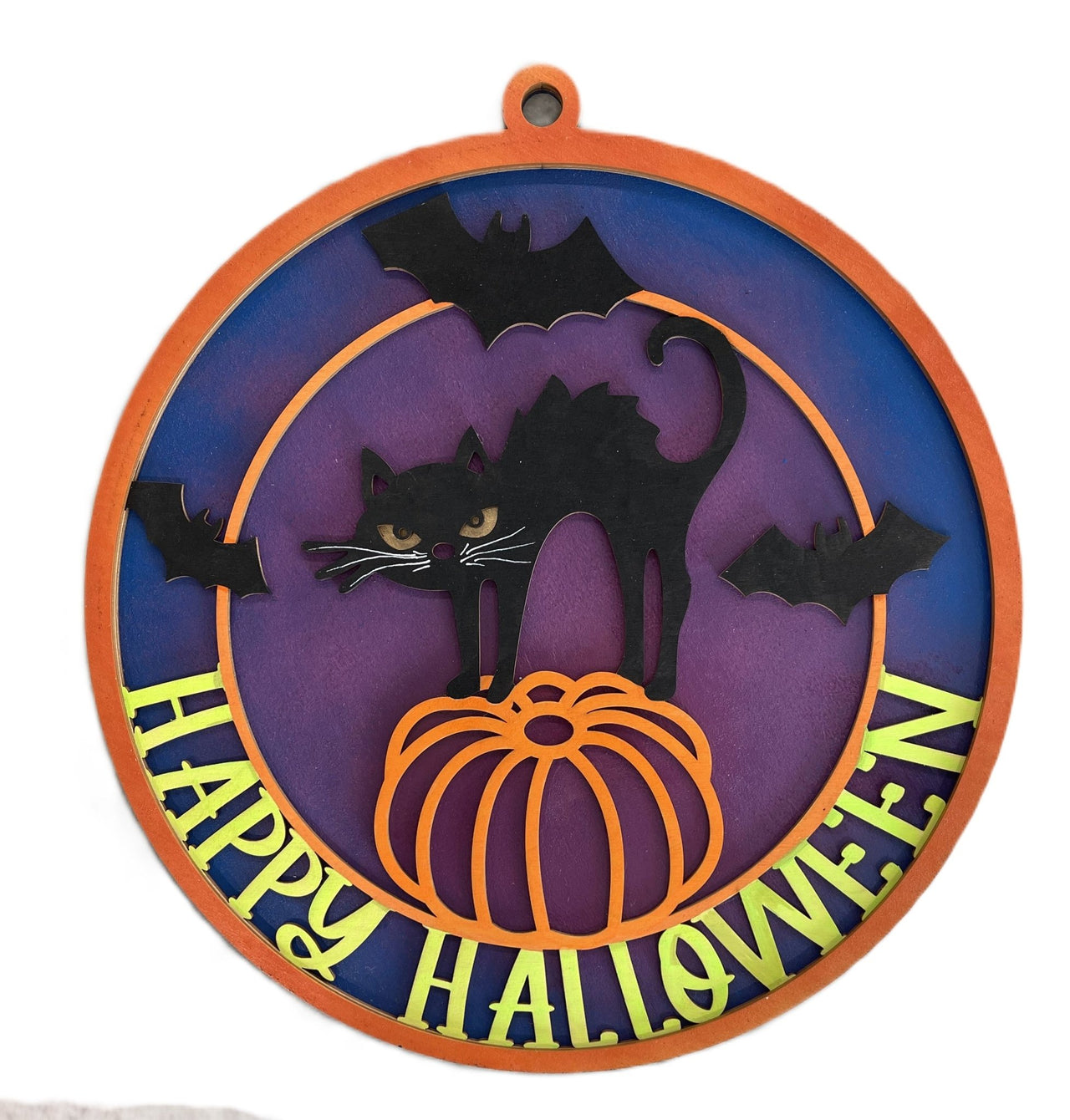 Halloween Cat 3D Laser Cut Door Sign – Baltic Birch Wood Craft Supplies | DIY Kit HA120 - The Wood Shape Store