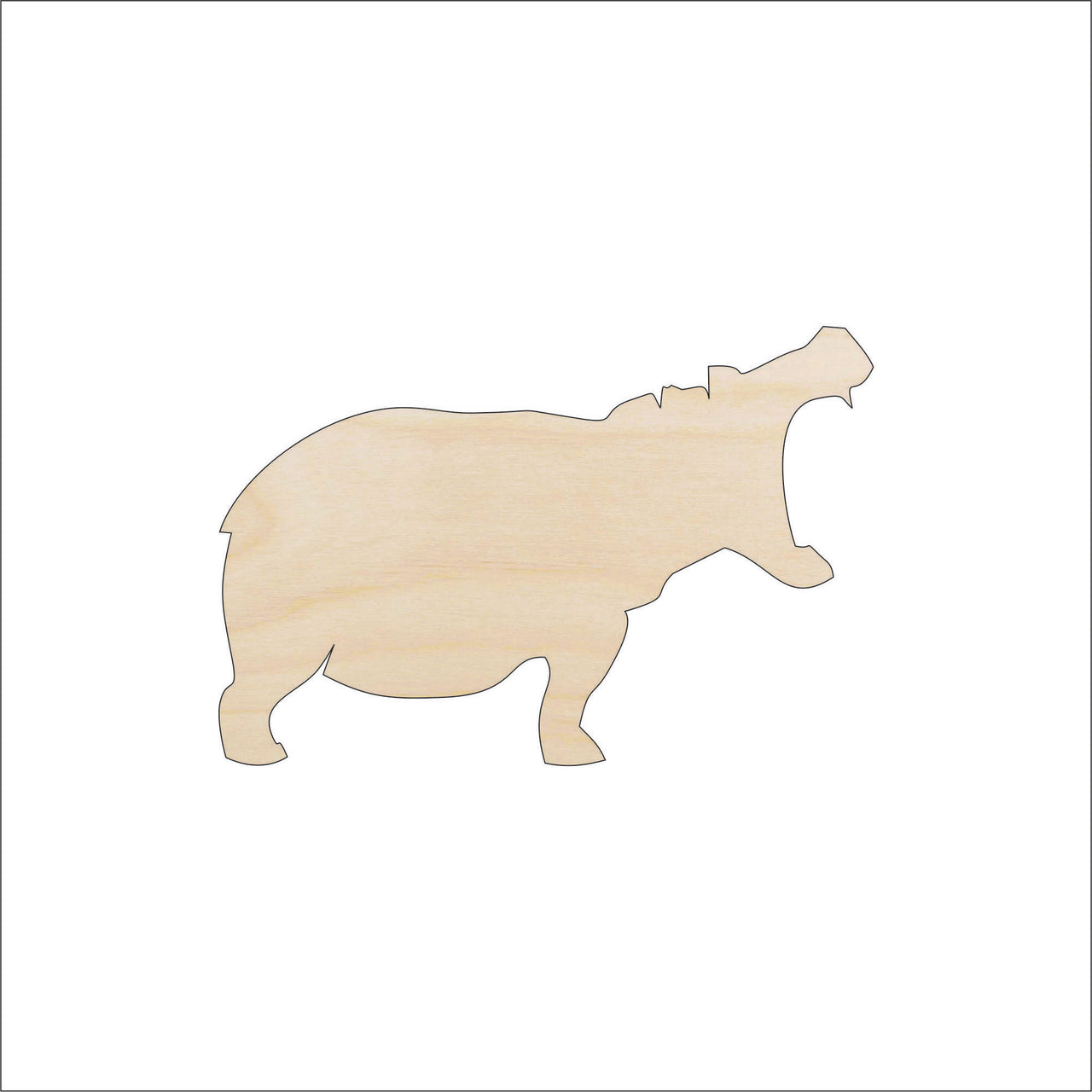 Hippo Wood Craft Shape – Laser Cut Baltic Birch Unfinished DIY Wood Art Supplies HIP3 - The Wood Shape Store