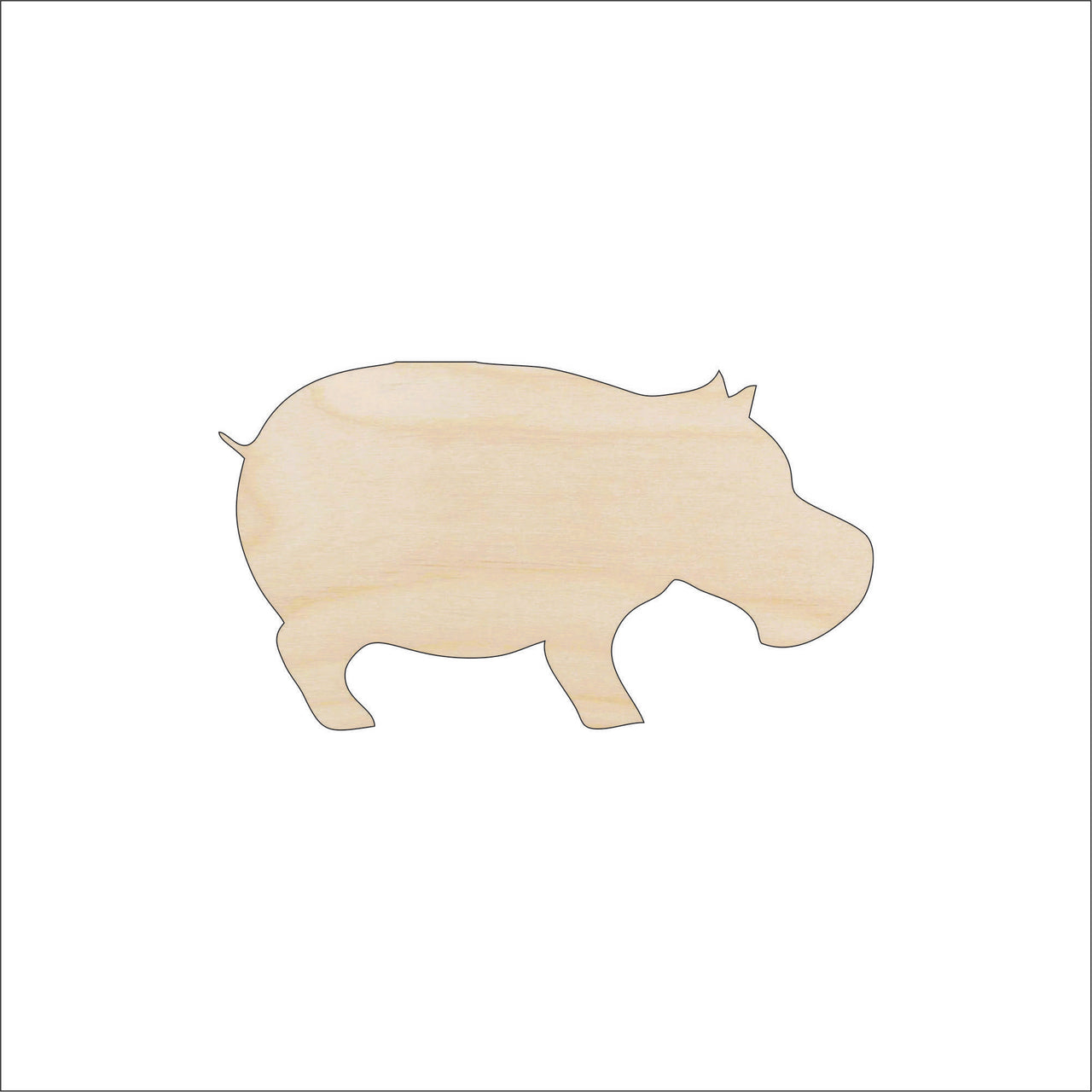 Hippo Wood Craft Shape – Laser Cut Baltic Birch Unfinished DIY Wood Art Supplies HIP6 - The Wood Shape Store
