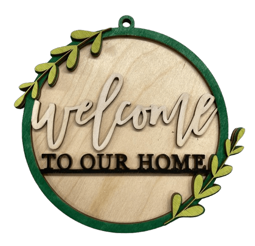 Welcome 3D Laser Cut Door Sign – Baltic Birch Wood Craft Supplies | DIY Kit HM103 - The Wood Shape Store