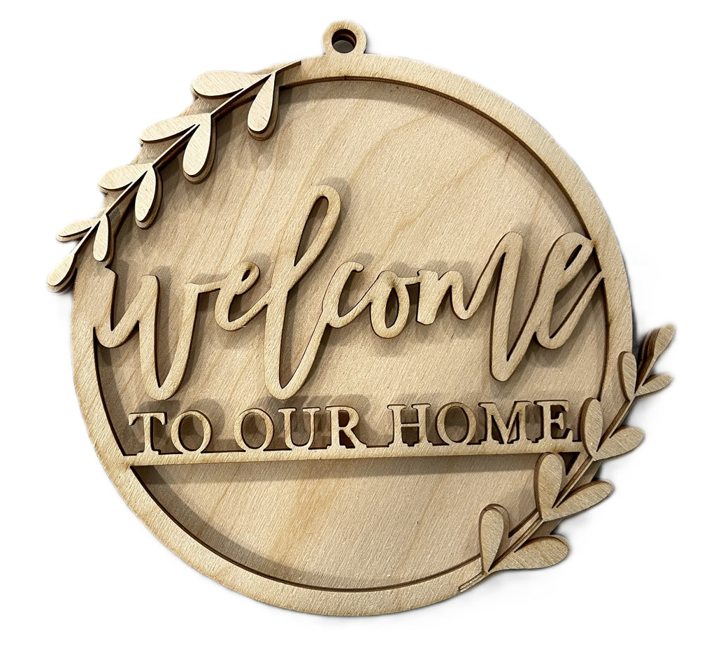 Welcome 3D Laser Cut Door Sign – Baltic Birch Wood Craft Supplies | DIY Kit HM103