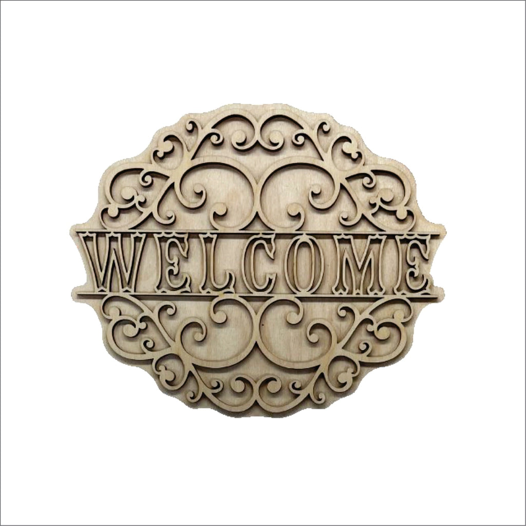 Welcome 3D Laser Cut Door Sign – Baltic Birch Wood Craft Supplies | DIY Kit HM105