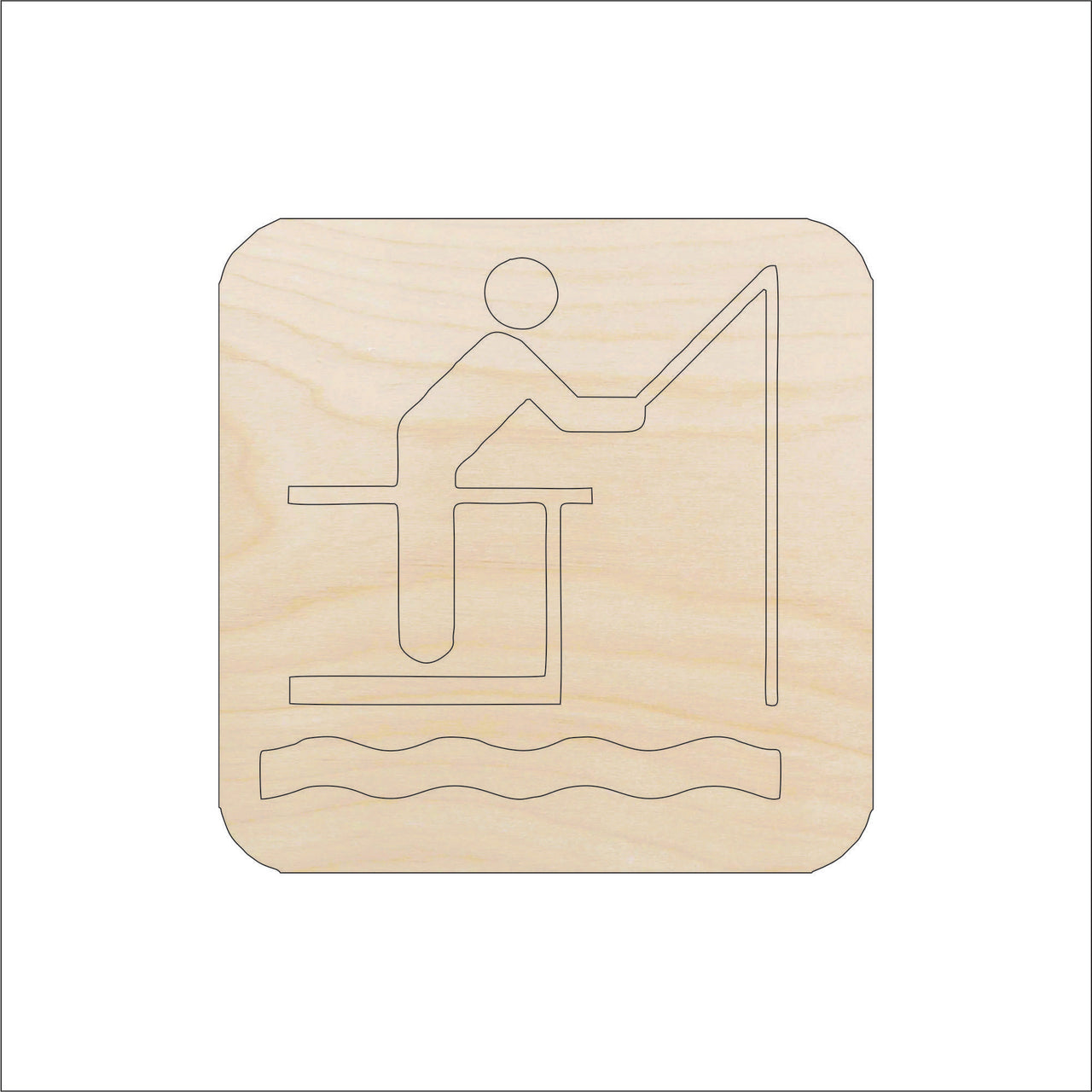 Fishing Wood Craft Shape - Laser Cut Baltic Birch Unfinished DIY Wood Art Supplies HNT14 - The Wood Shape Store