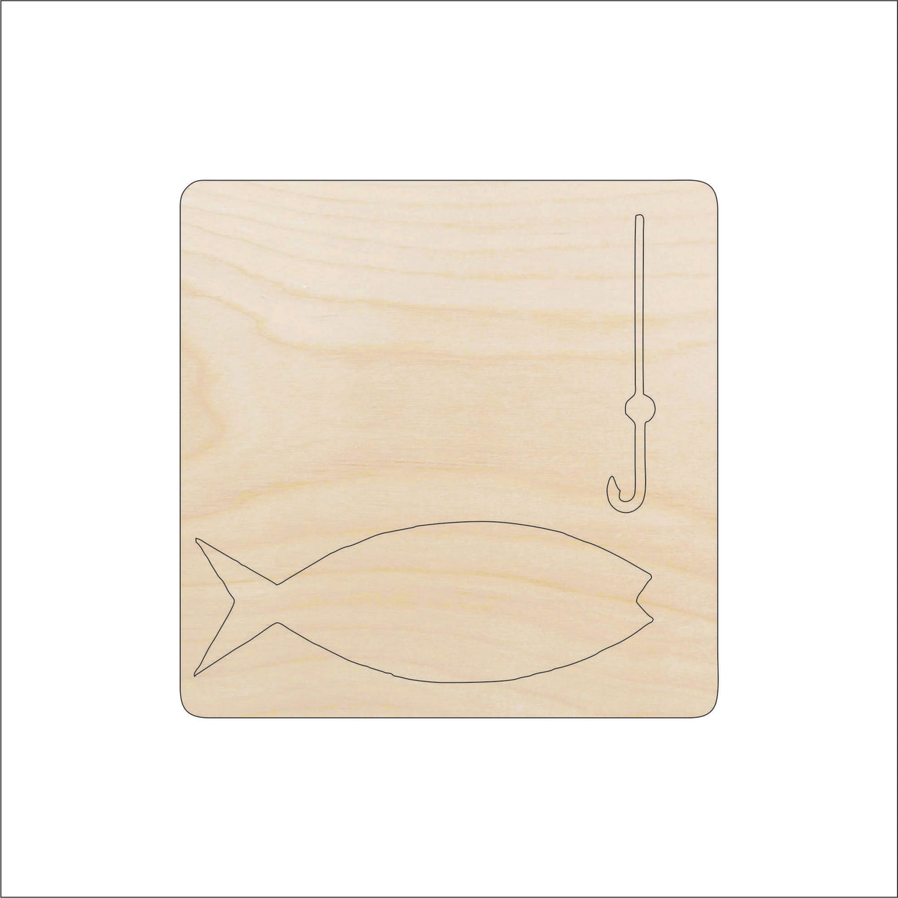 Fishing Wood Craft Shape - Laser Cut Baltic Birch Unfinished DIY Wood Art Supplies HNT15 - The Wood Shape Store