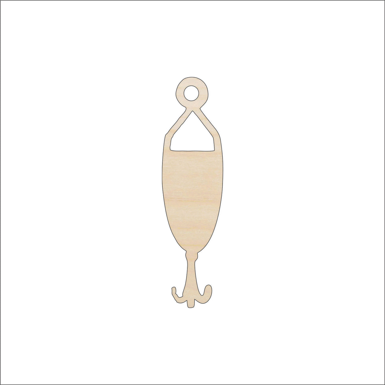 Fishing Hook Wood Craft Shape - Laser Cut Baltic Birch Unfinished DIY Wood Art Supplies HNT5 - The Wood Shape Store