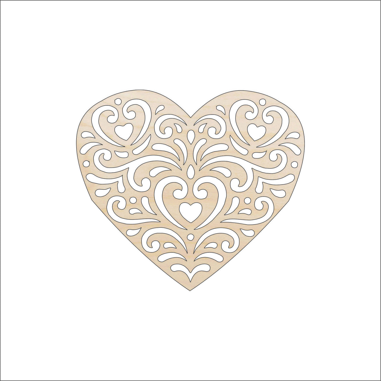 Heart Wood Craft Shape - Laser Cut Baltic Birch Unfinished DIY Wood Art Supplies HRT2 - The Wood Shape Store