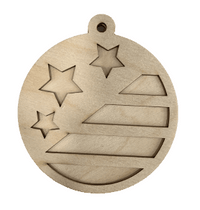 America 3D Laser Cut Ornament Door Sign – Baltic Birch Wood Craft Supplies | DIY Wood Ornament Kit US2 - The Wood Shape Store
