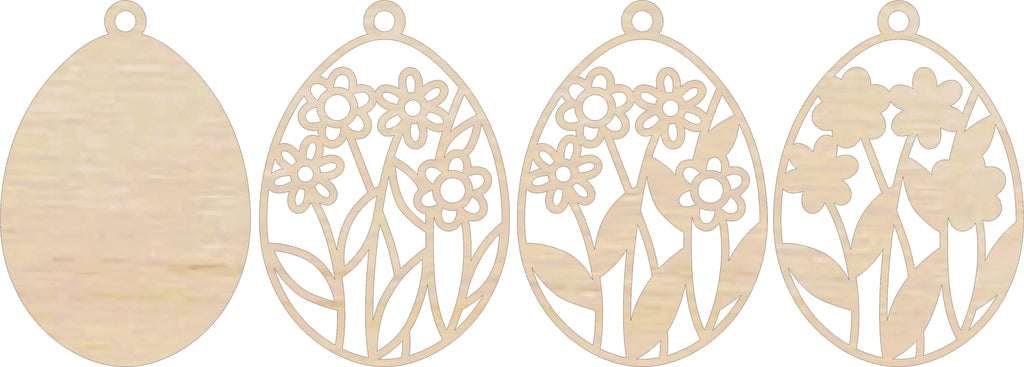 3D Ornament Flowered Egg 4 Pieces Laser Cut Out Unfinished ORN287 3D Ornament Flowered Egg 4 Pieces Laser Cut Out Unfinished ORN287