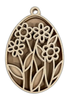 3D Ornament Flowered Egg 4 Pieces Laser Cut Out Unfinished ORN287