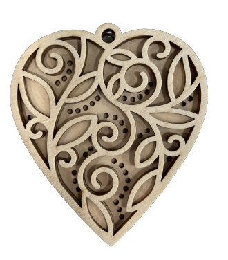3D Heart Ornament 4 Pieces Laser Cut Out Unfinished ORN301