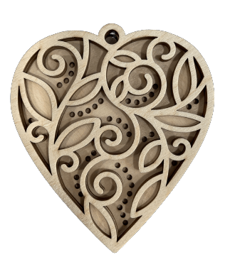 Heart 3D Laser Cut Ornament – Baltic Birch Wood Craft Supplies | DIY Wood Ornament Kit VL1 - The Wood Shape Store
