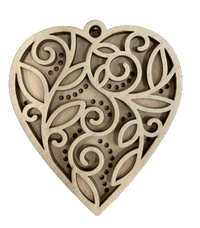 Heart 3D Laser Cut Ornament – Baltic Birch Wood Craft Supplies | DIY Wood Ornament Kit VL1 - The Wood Shape Store