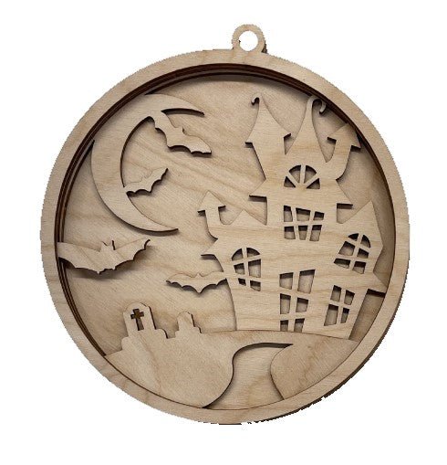 Halloween 3D Laser Cut Ornament – Baltic Birch Wood Craft Supplies | DIY Wood Ornament Kit HA32 - The Wood Shape Store
