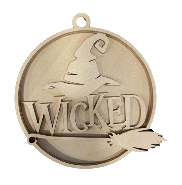 3D Ornament Witch 2 Pieces Laser Cut Out Unfinished ORN321