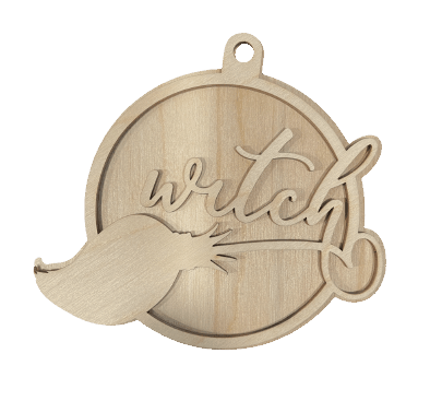 Witch 3D Laser Cut Ornament – Baltic Birch Wood Craft Supplies | DIY Wood Ornament Kit HA18 - The Wood Shape Store