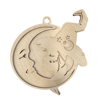 Witch 3D Laser Cut Ornament – Baltic Birch Wood Craft Supplies | DIY Wood Ornament Kit HA13 - The Wood Shape Store