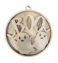 Ghost 3D Laser Cut Ornament – Baltic Birch Wood Craft Supplies | DIY Wood Ornament Kit HA2 - The Wood Shape Store