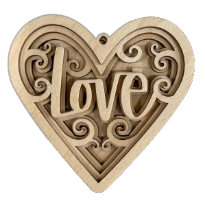 Heart 3D Laser Cut Ornament – Baltic Birch Wood Craft Supplies | DIY Wood Ornament Kit VL100 - The Wood Shape Store