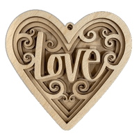 Heart 3D Laser Cut Ornament – Baltic Birch Wood Craft Supplies | DIY Wood Ornament Kit VL100 - The Wood Shape Store