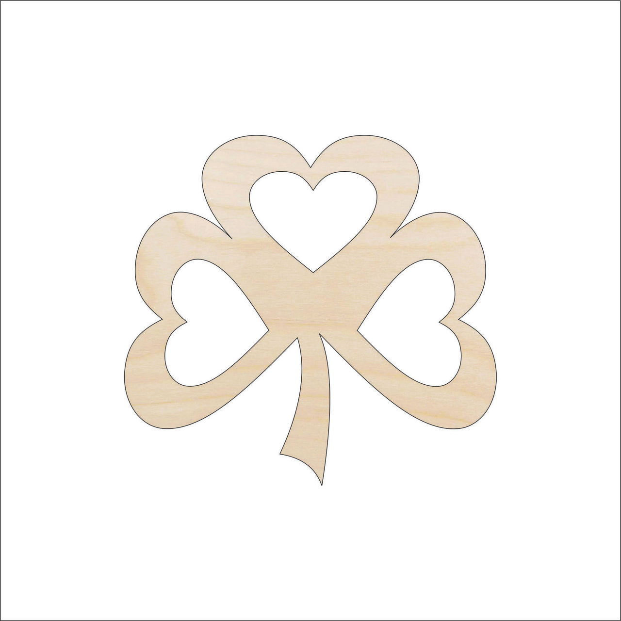 Clover Wood Craft Shape - Laser Cut Baltic Birch Unfinished DIY Art Supplies PAT2 - The Wood Shape Store