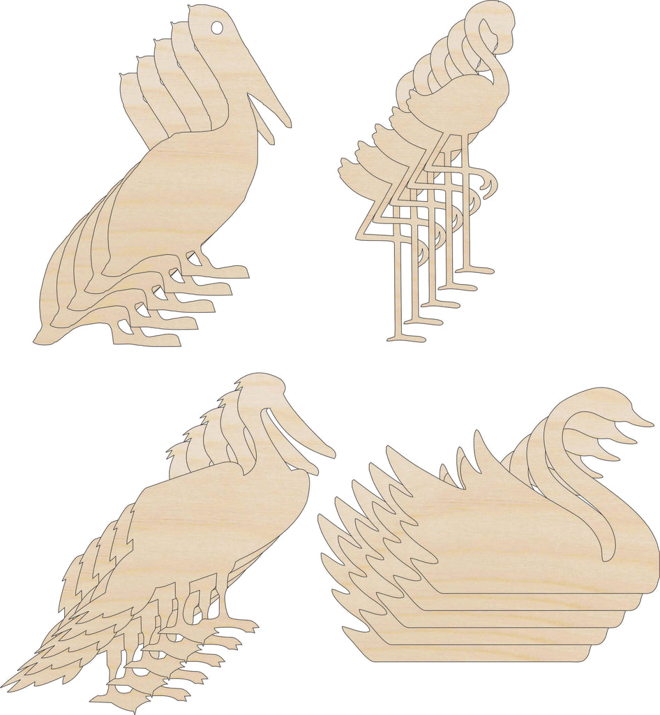 Pack Bird Shapes - Laser Cut Out Unfinished Wood Craft Shapes PK11