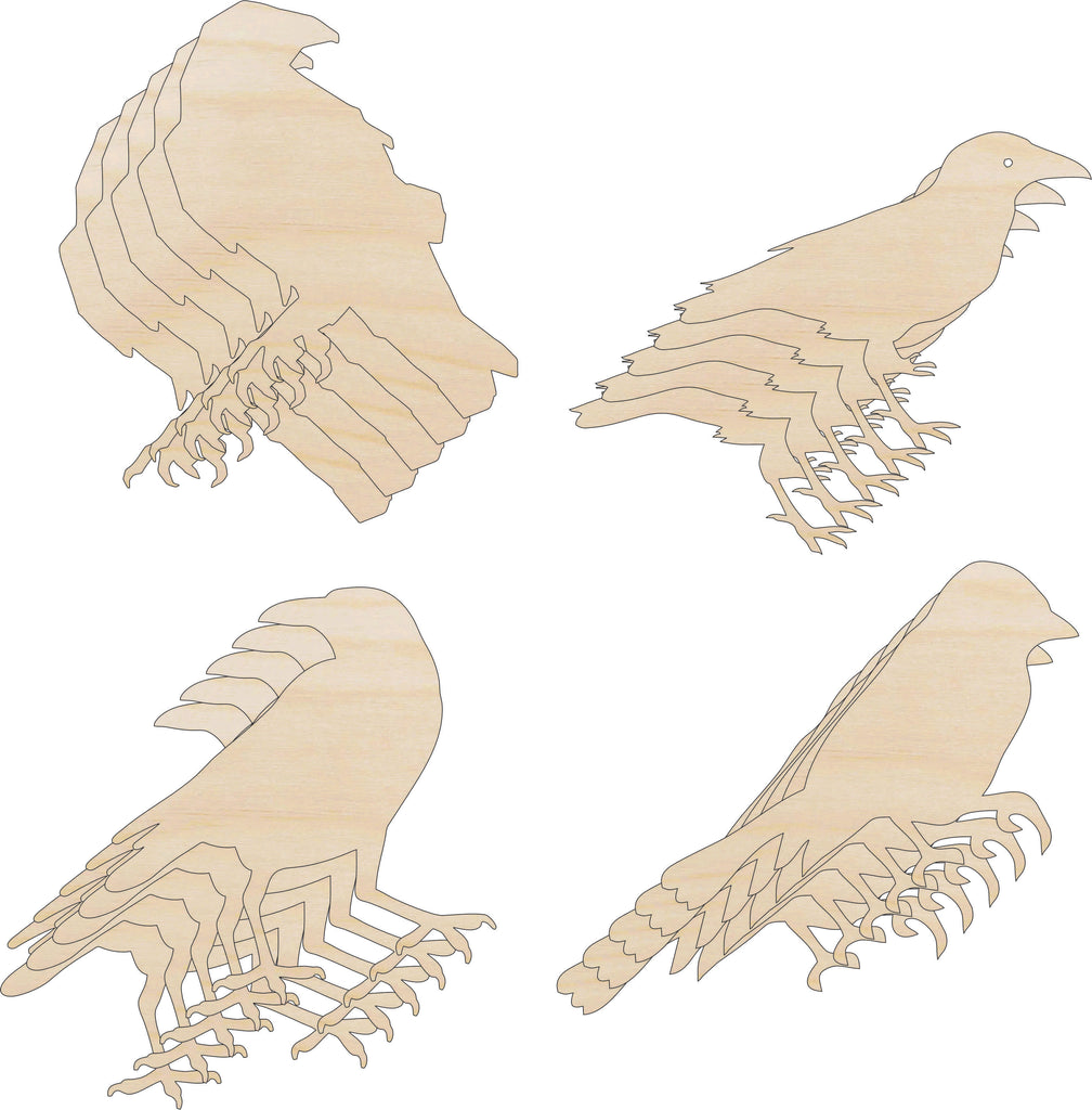 Pack Bird Shapes - Laser Cut Out Unfinished Wood Craft Shapes PK12