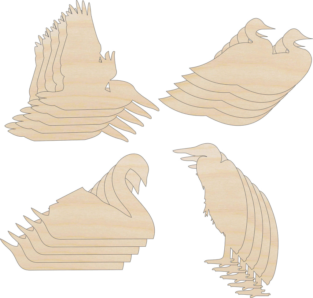 Pack Bird Shapes - Laser Cut Out Unfinished Wood Craft Shapes PK14