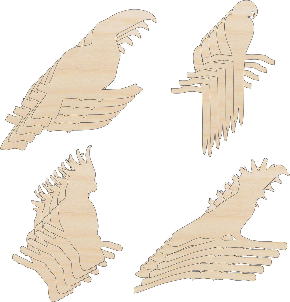 Pack Bird Shapes - Laser Cut Out Unfinished Wood Craft Shapes PK15