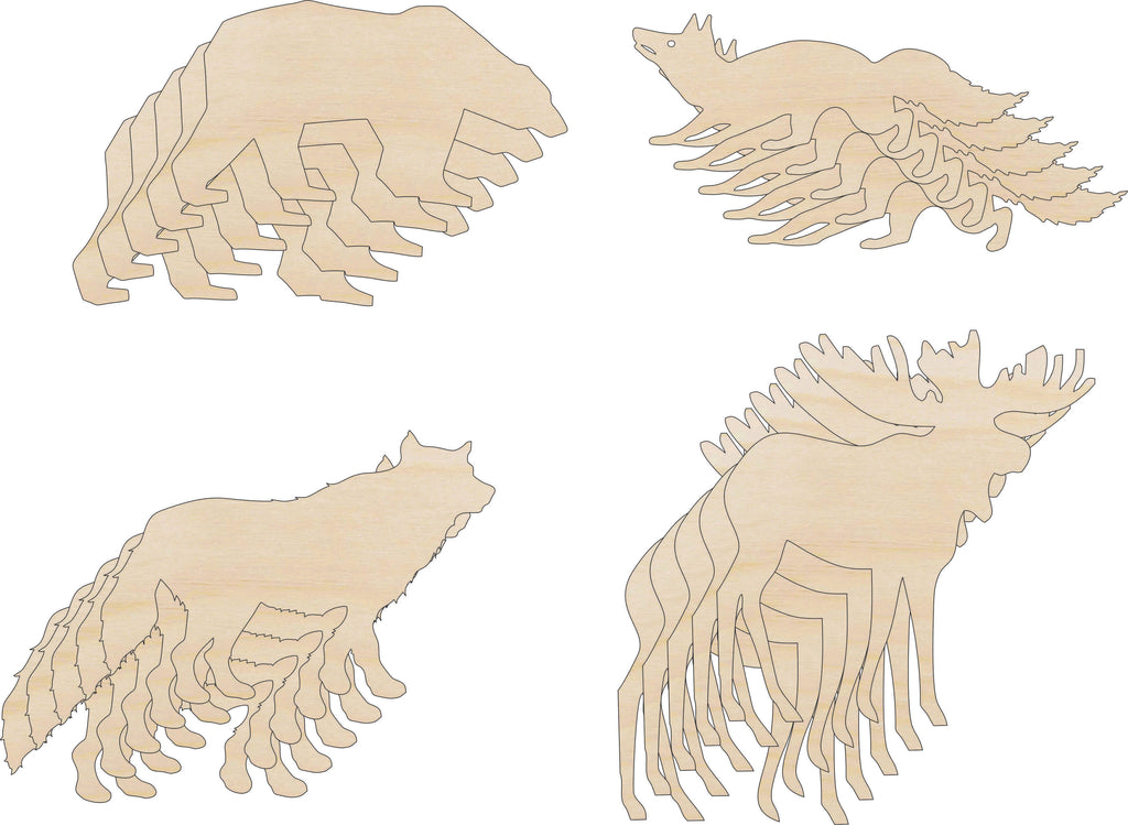 Pack Animal Shapes - Laser Cut Out Unfinished Wood Craft Shapes PK18