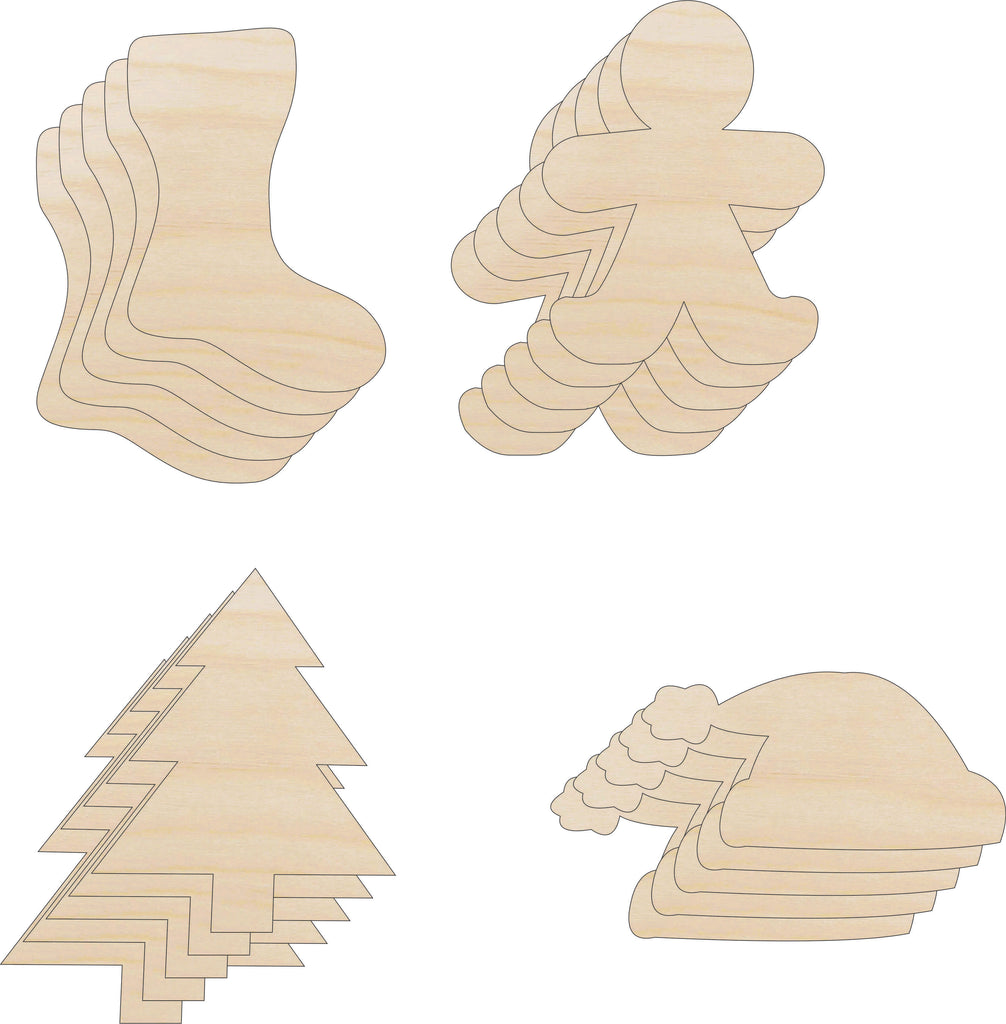 Pack Christmas Shapes - Laser Cut Out Unfinished Wood Craft Shapes PK21