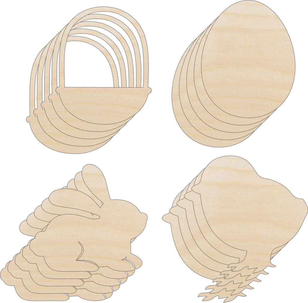 Pack Easter Shapes - Laser Cut Out Unfinished Wood Craft Shapes PK25