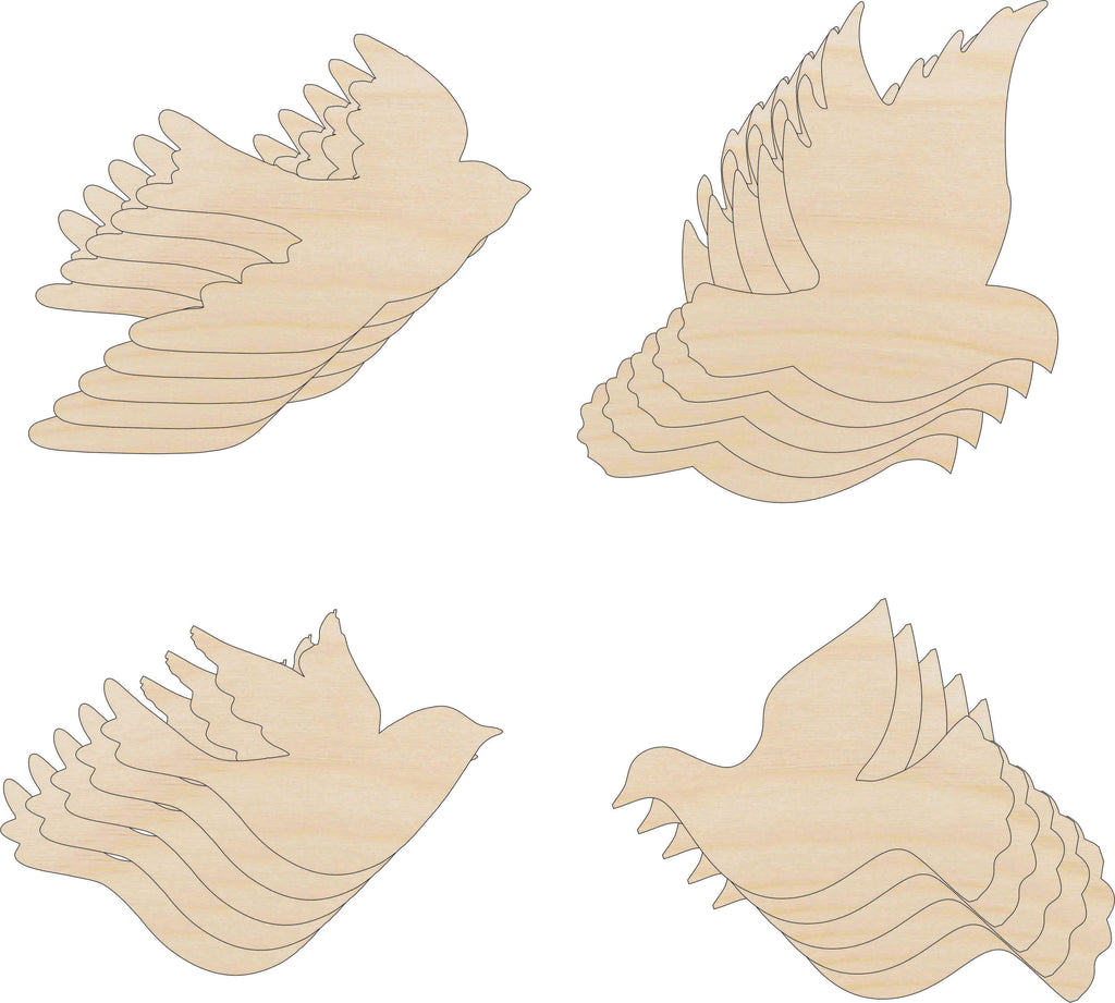 Pack Bird Shapes - Laser Cut Out Unfinished Wood Craft Shapes PK24