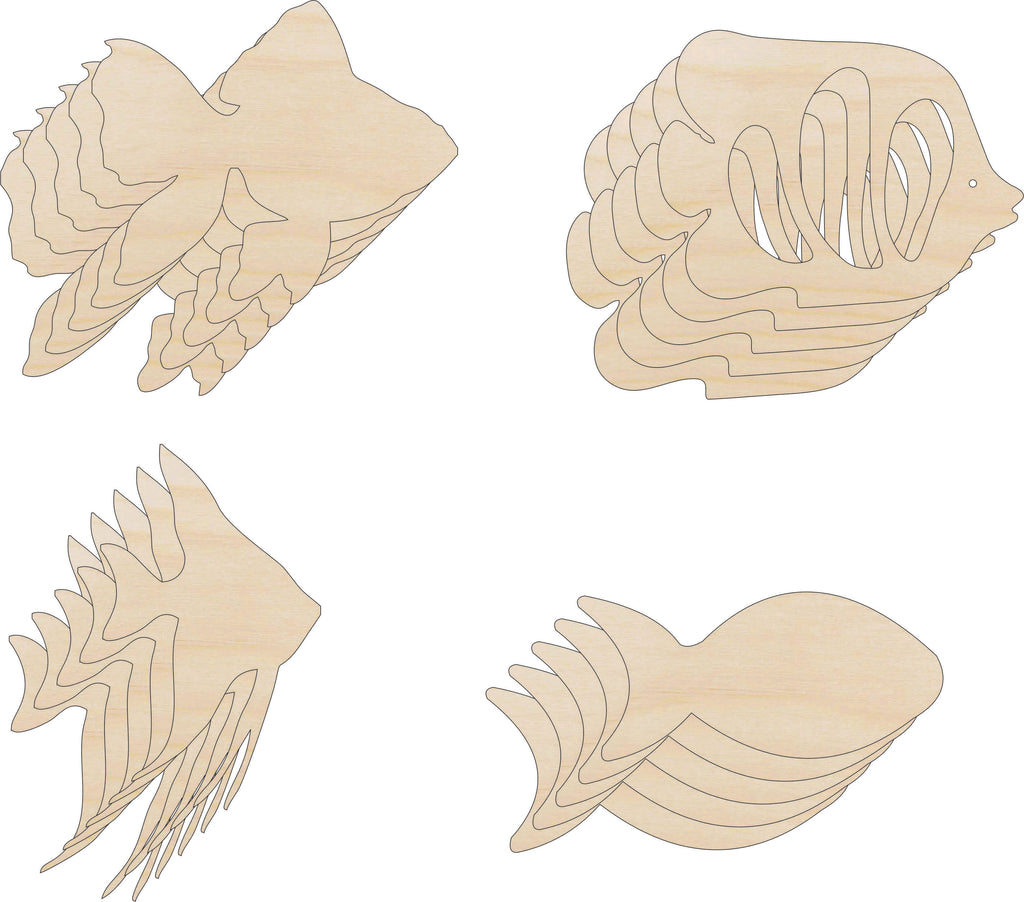 Pack Fish Shapes - Laser Cut Out Unfinished Wood Craft Shapes PK6