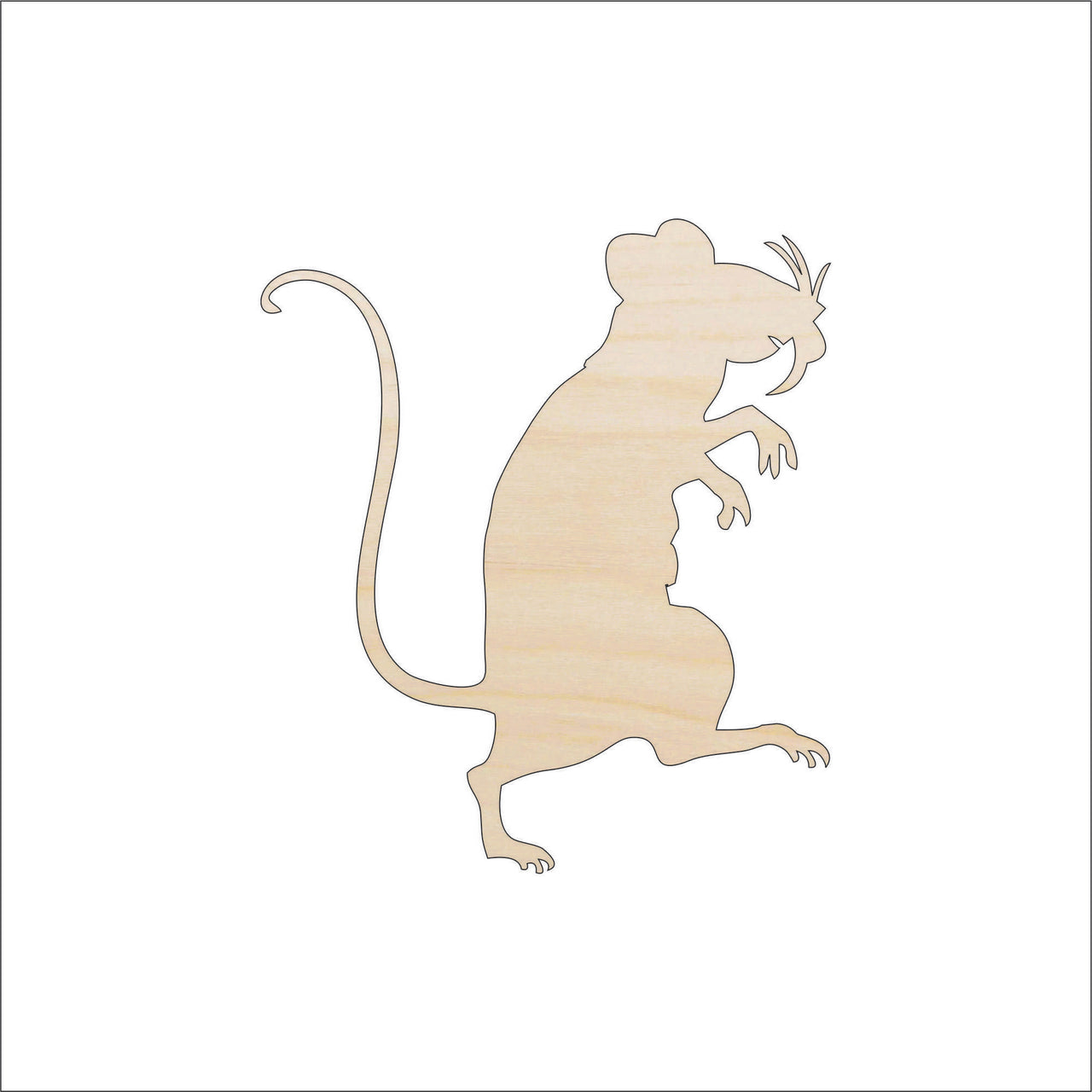 Mouse Rat Wood Craft Shape - Laser Cut Baltic Birch Unfinished DIY Wood Art Supplies RDT12 - The Wood Shape Store