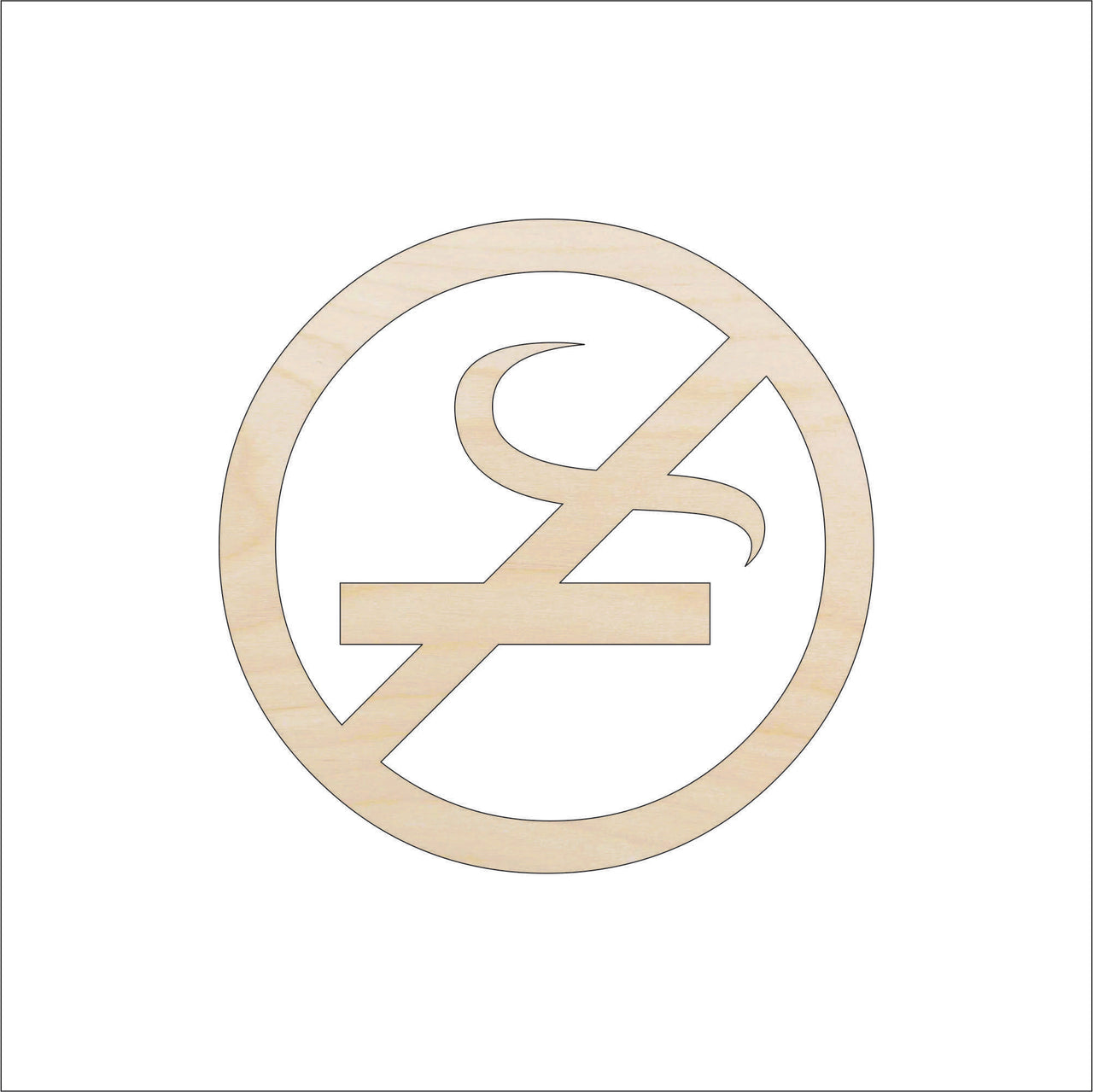 No Smoking Wood Craft Shape - Laser Cut Baltic Birch Unfinished DIY Wood Art Supplies SGN3 - The Wood Shape Store