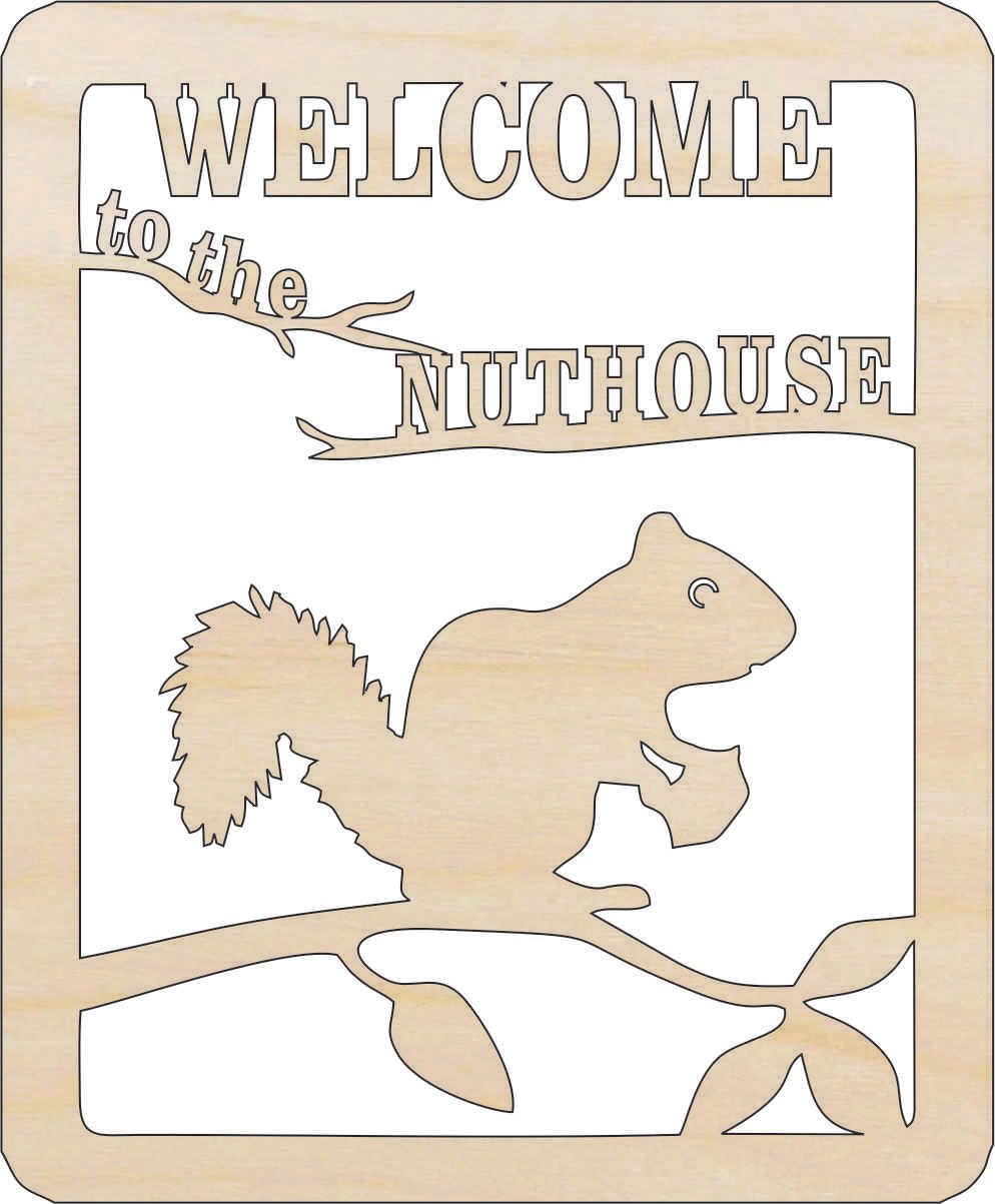 Nut House Wood Craft Shape - Laser Cut Baltic Birch Unfinished DIY Wood Art Supplies SGN76 - The Wood Shape Store