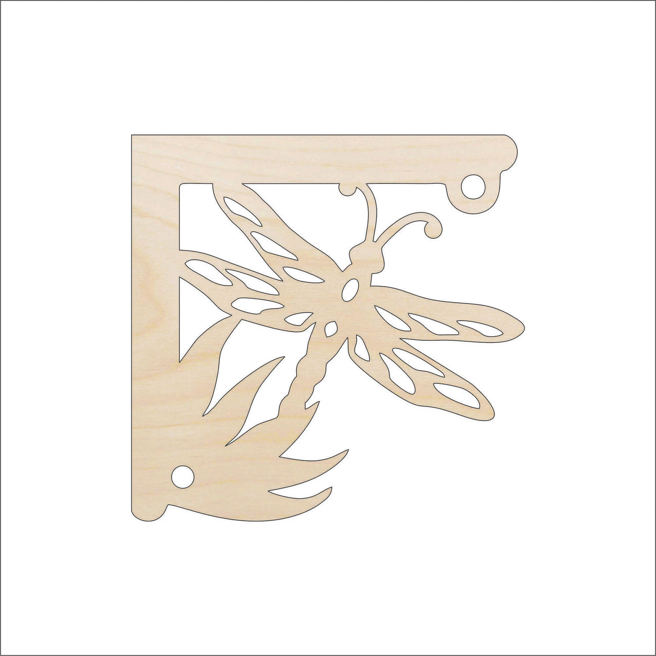 Dragonfly Shelf Bracket Wood Craft Shape - Laser Cut BUnfinished Art Supplies SHLF10 - The Wood Shape Store