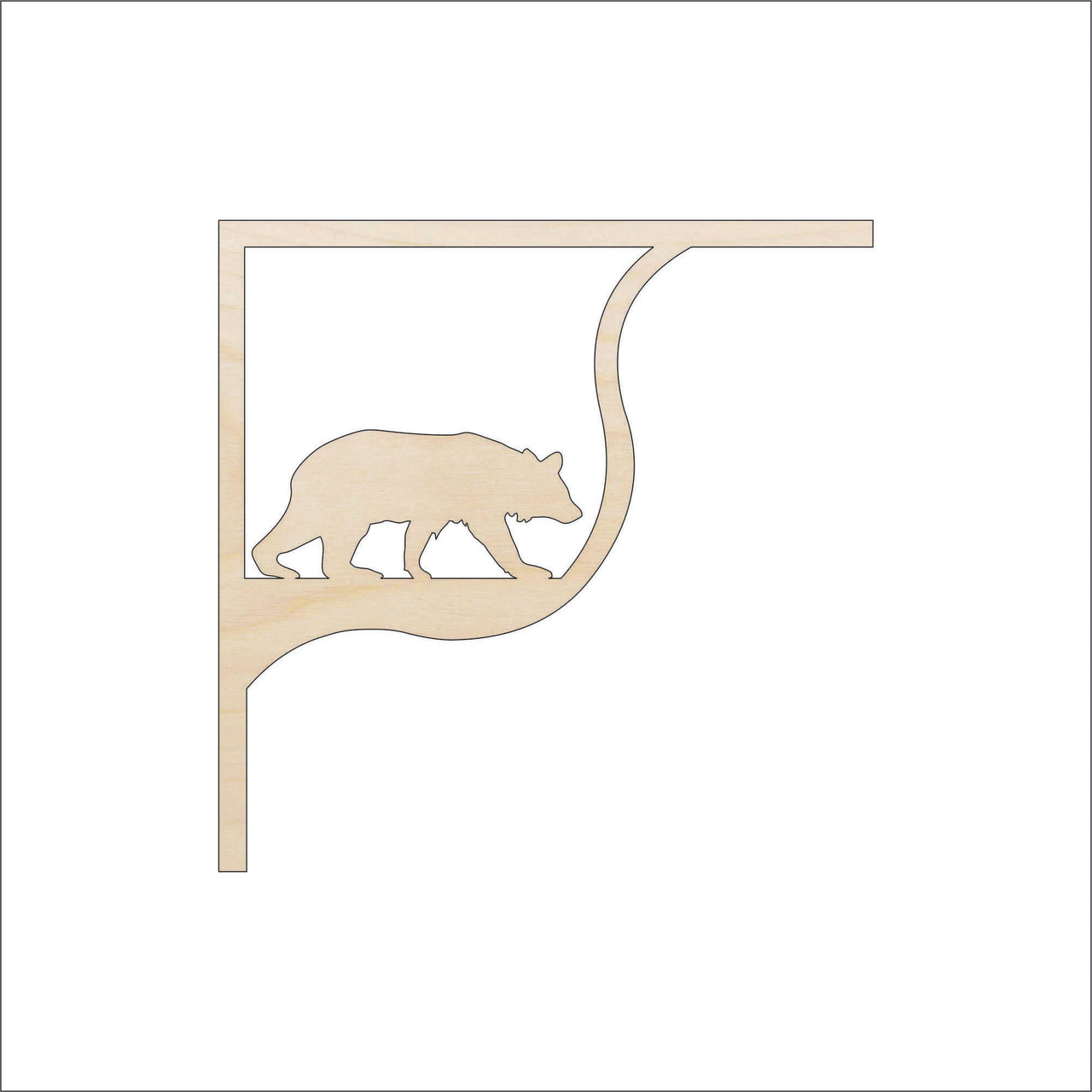 Shelf Bracket Bear Wood Craft Shape - Laser Cut Baltic Birch Unfinished Art Supplies SHLF11 - The Wood Shape Store
