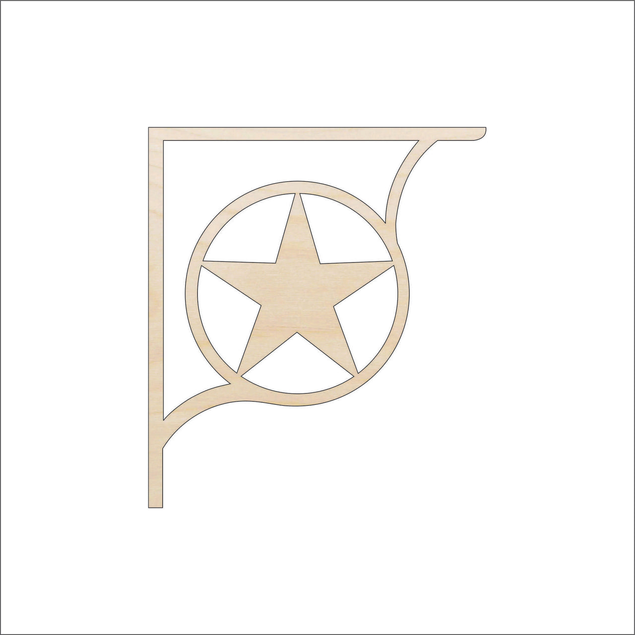 Star Shelf Bracket Wood Craft Shape - Laser Cut Baltic Birch Unfinished Art Supplies SHLF12 - The Wood Shape Store