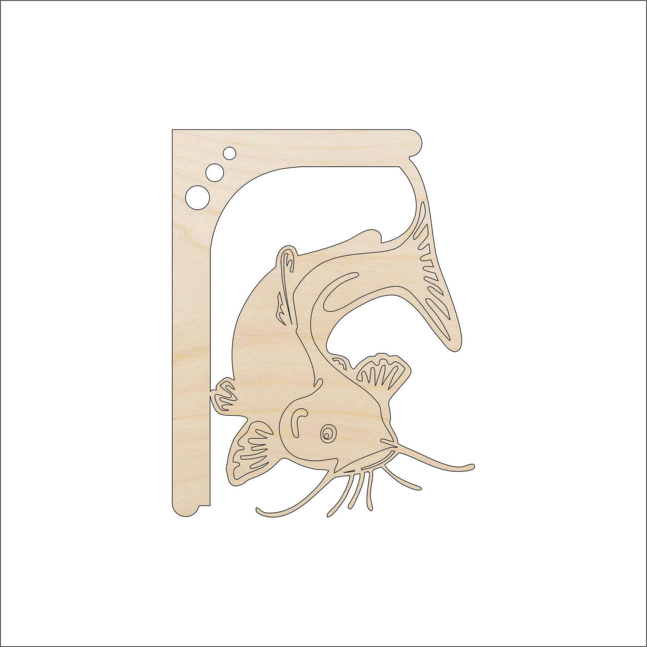 Catfish Shelf Bracket Wood Craft Shape - Laser Cut Baltic Birch Unfinished Art Supplies SHLF15 - The Wood Shape Store
