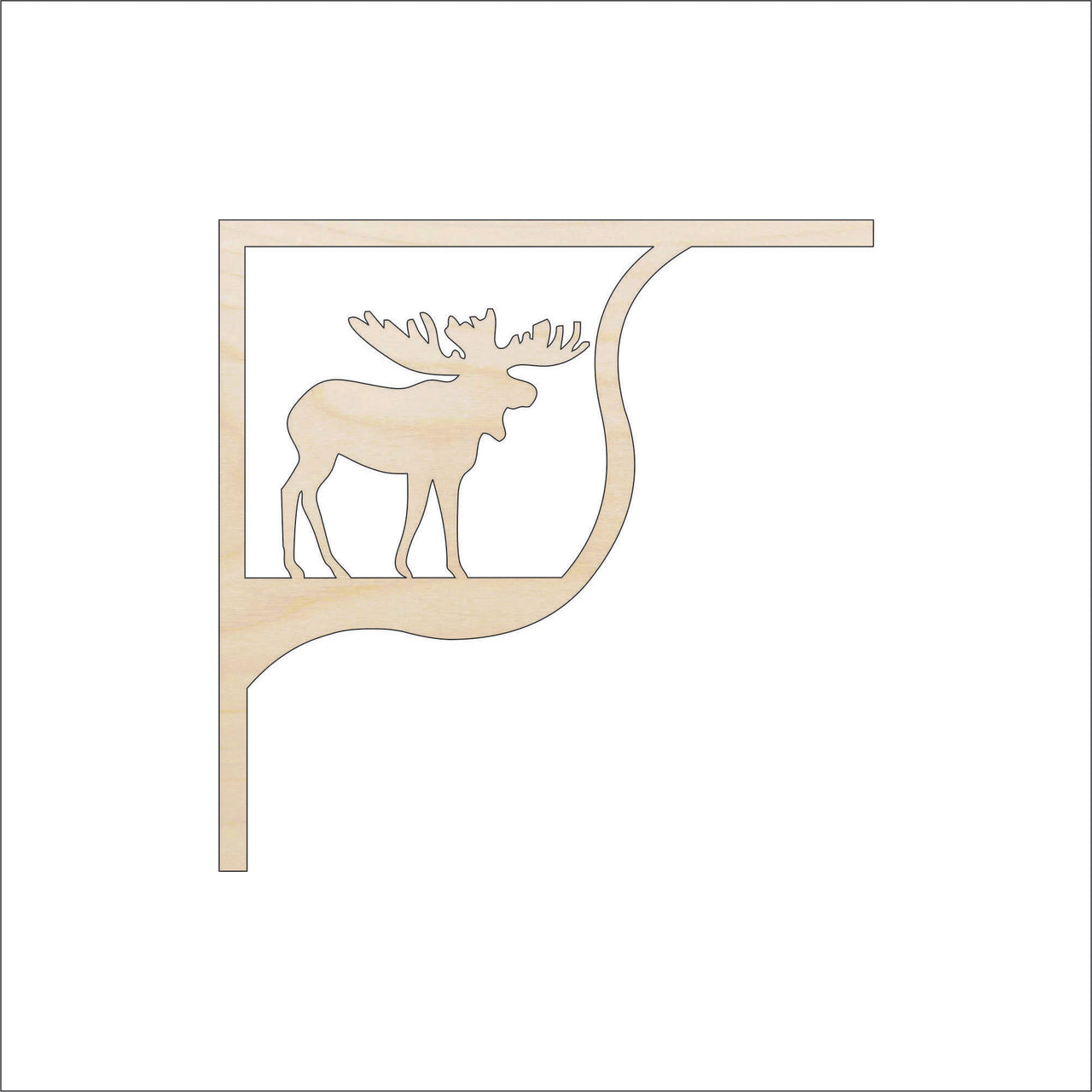 Moose Shelf Bracket Wood Craft Shape - Laser Cut Baltic Birch Unfinished Art Supplies SHLF1 - The Wood Shape Store