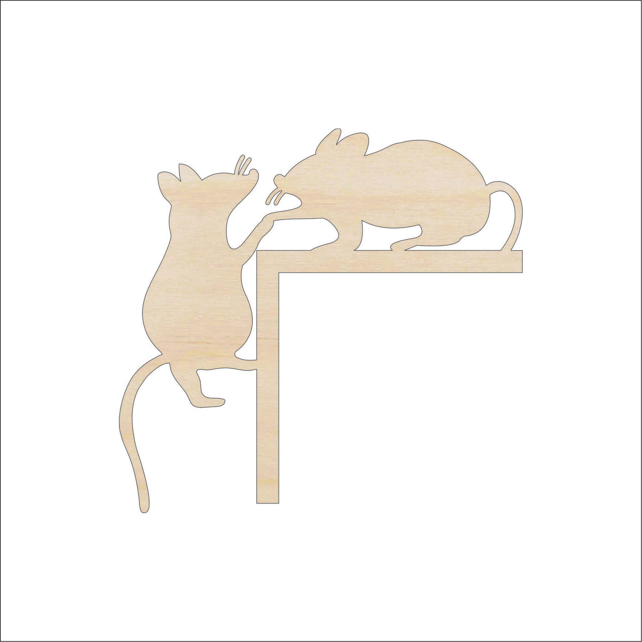 Shelf Sitter Mice Wood Craft Shape - Laser Cut Baltic Birch Unfinished Art Supplies SHLF21 - The Wood Shape Store
