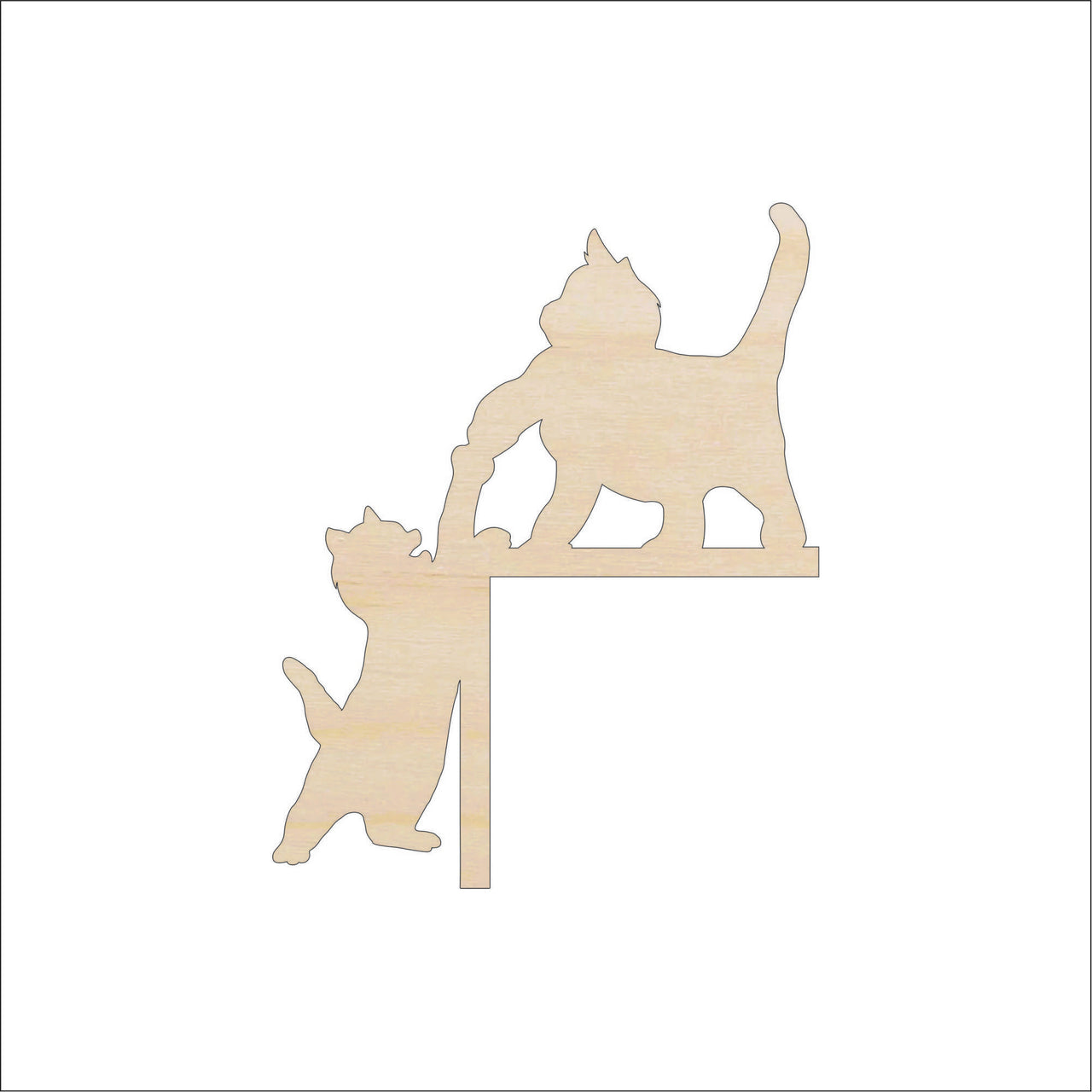 Cat Shelf Sitter Wood Craft Shape - Laser Cut Baltic Birch Unfinished Art Supplies SHLF24 - The Wood Shape Store