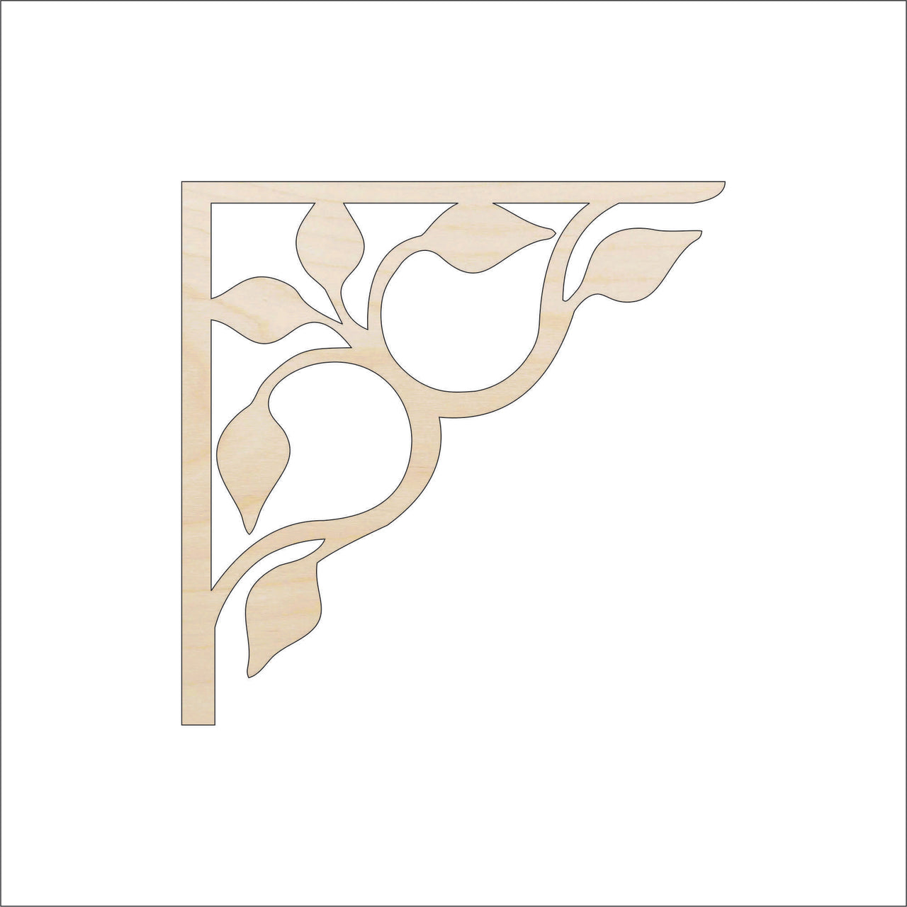 Vine Shelf Bracket Wood Craft Shape - Laser Cut Baltic Birch Unfinished Art Supplies SHLF2 - The Wood Shape Store