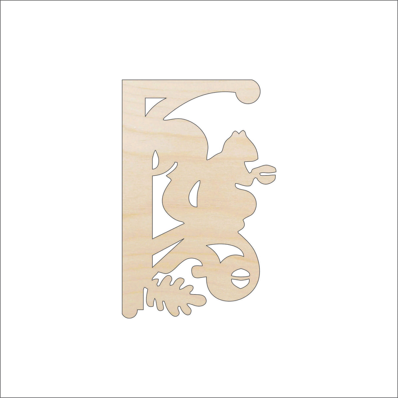Squirrel Shelf Bracket Wood Craft Shape - Laser Cut Baltic Birch Unfinished Art Supplies SHLF6 - The Wood Shape Store