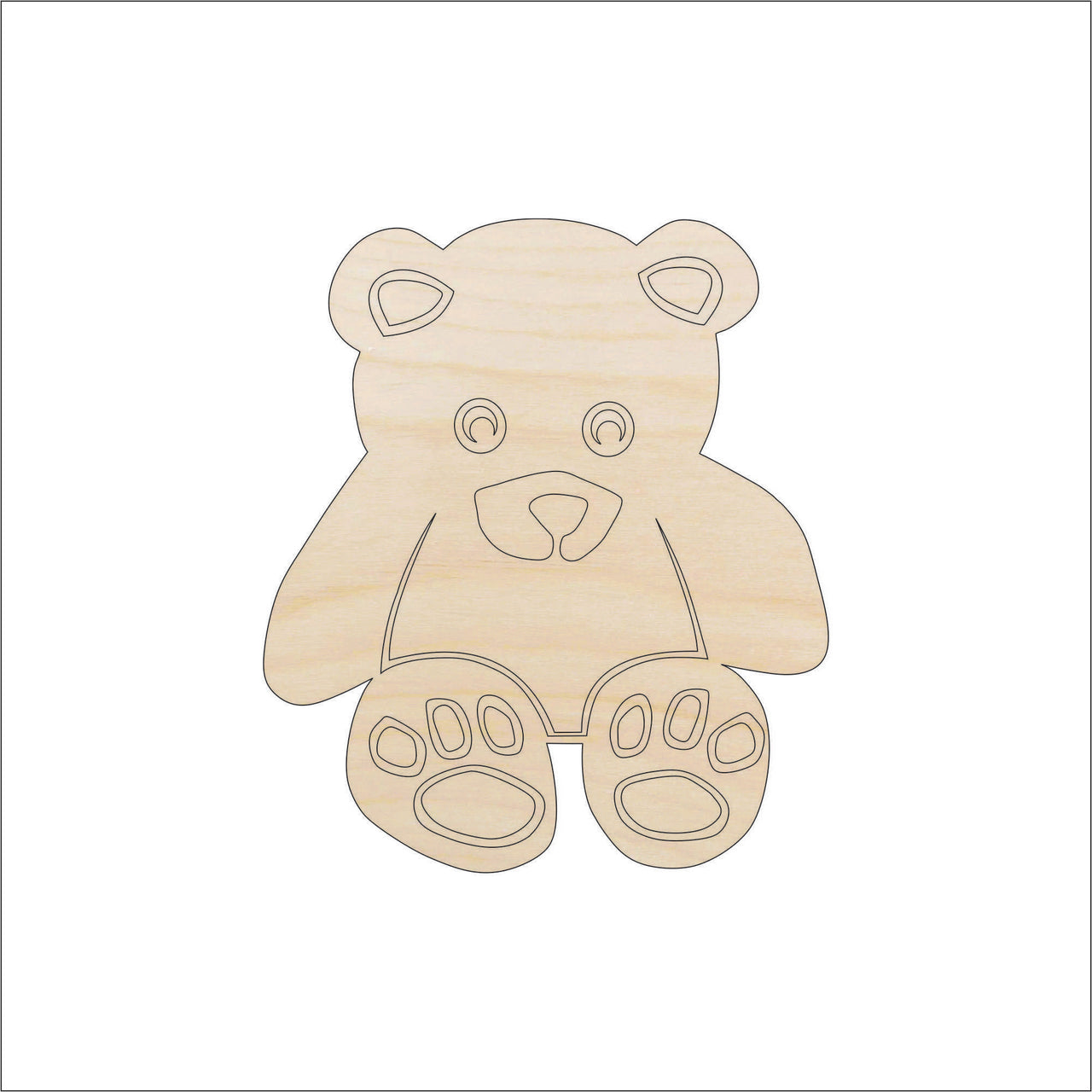 Teddy Bear Wood Craft Shape – Laser Cut Baltic Birch Unfinished DIY Wood Art Supplies TOY13 - The Wood Shape Store