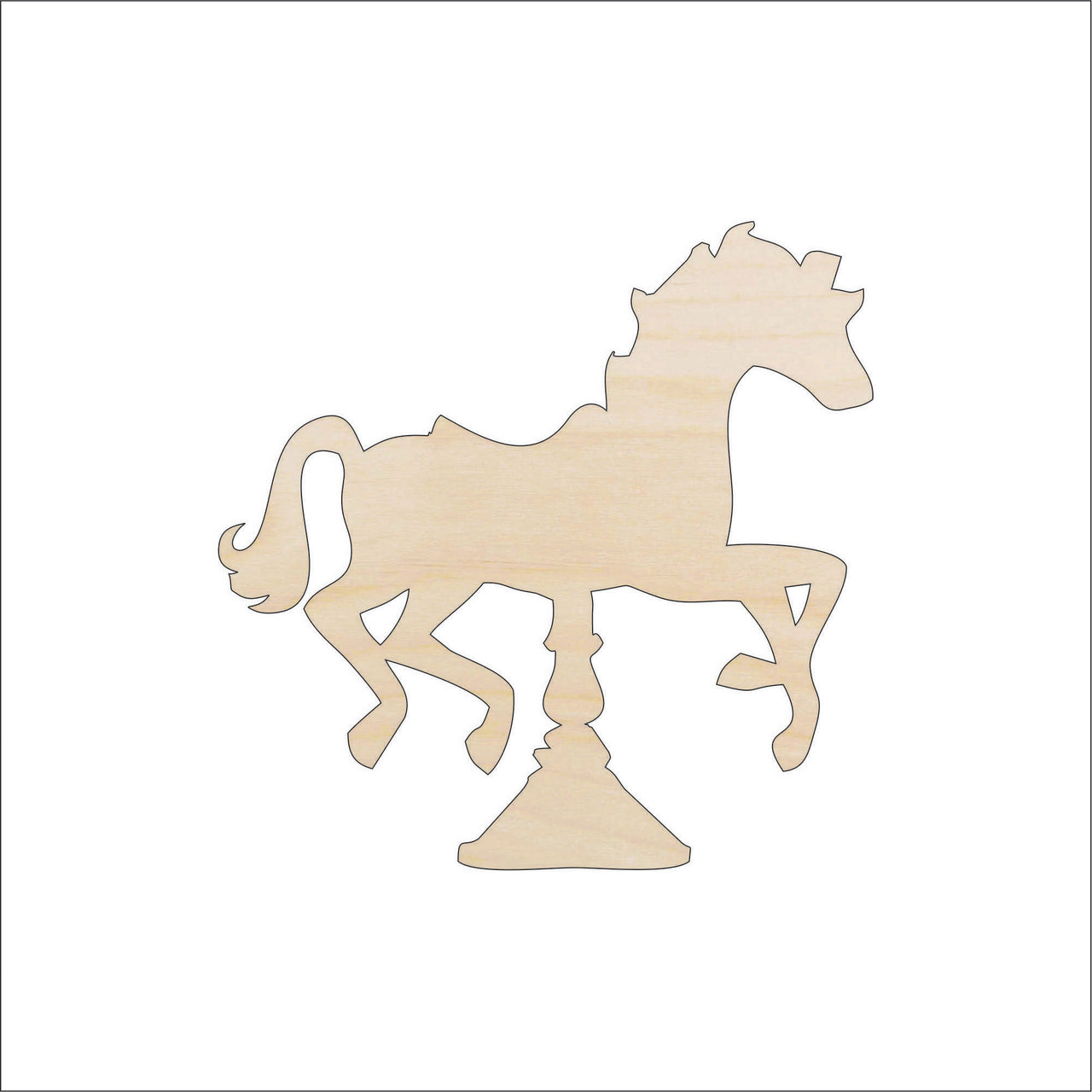 Carousel Horse Wood Craft Shape - Laser Cut Baltic Birch Unfinished DIY Wood Art Supplies TOY26 - The Wood Shape Store