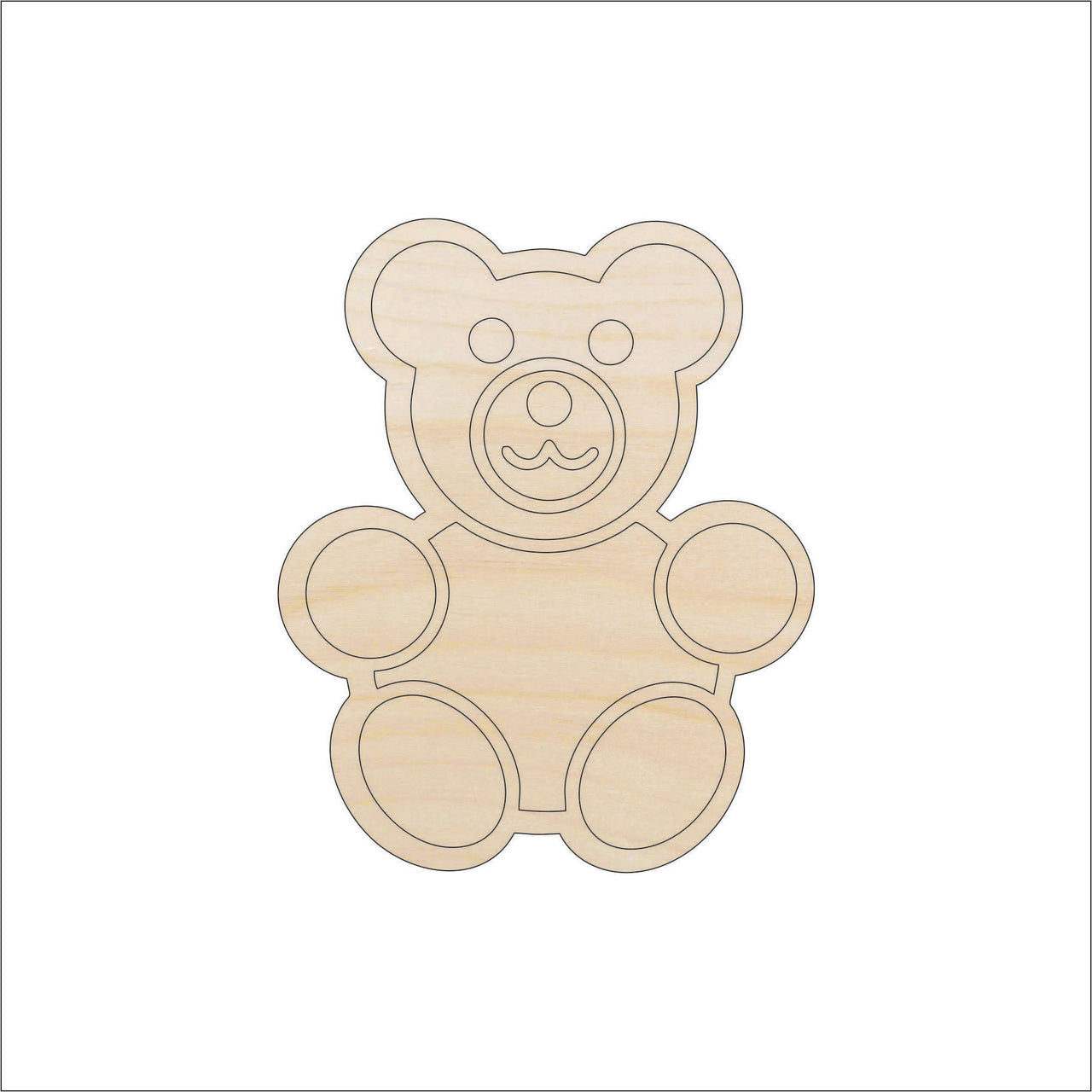 Teddy Bear Wood Craft Shape – Laser Cut Baltic Birch Unfinished DIY Wood Art Supplies 32 - The Wood Shape Store