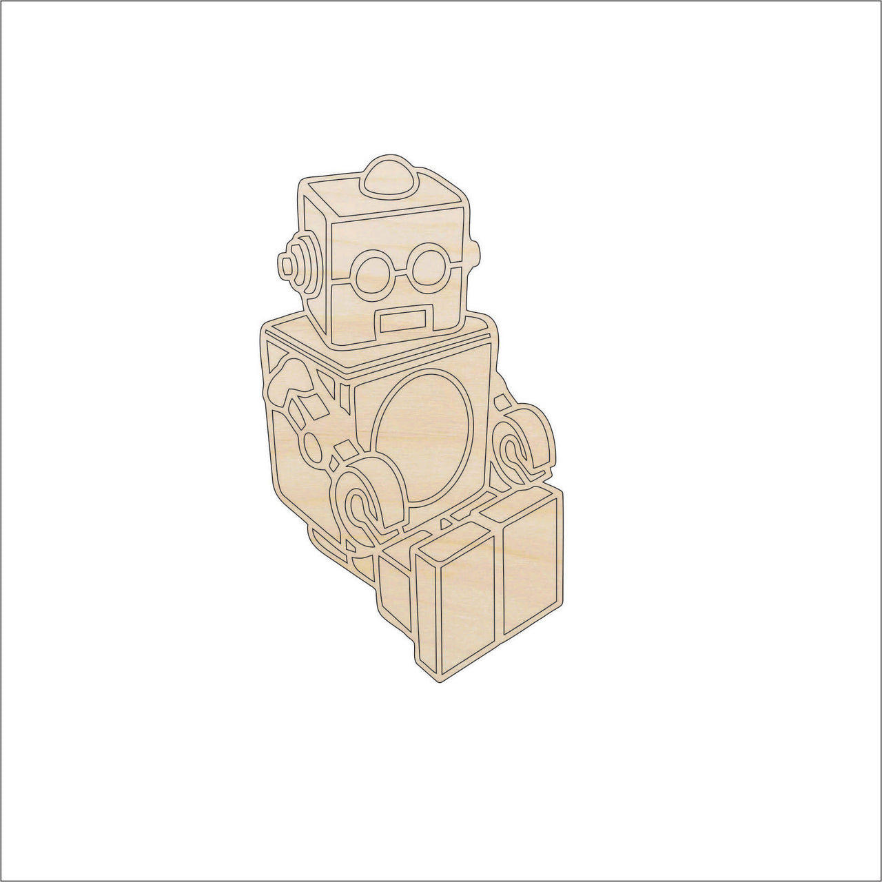 Robot Wood Craft Shape - Laser Cut Baltic Birch Unfinished DIY Wood Art Supplies 36 - The Wood Shape Store