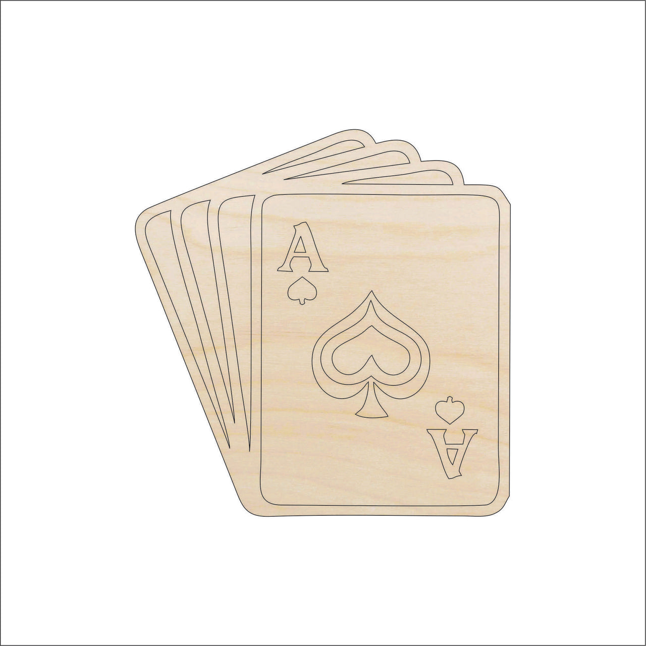 Playing Cards Wood Craft Shape - Laser Cut Baltic Birch Unfinished DIY Wood Art Supplies TOY3 - The Wood Shape Store
